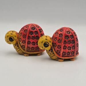 Vintage 70's Salt & Pepper Shakers Psychedelic Glow Ceramic Turtles Japan Retro
